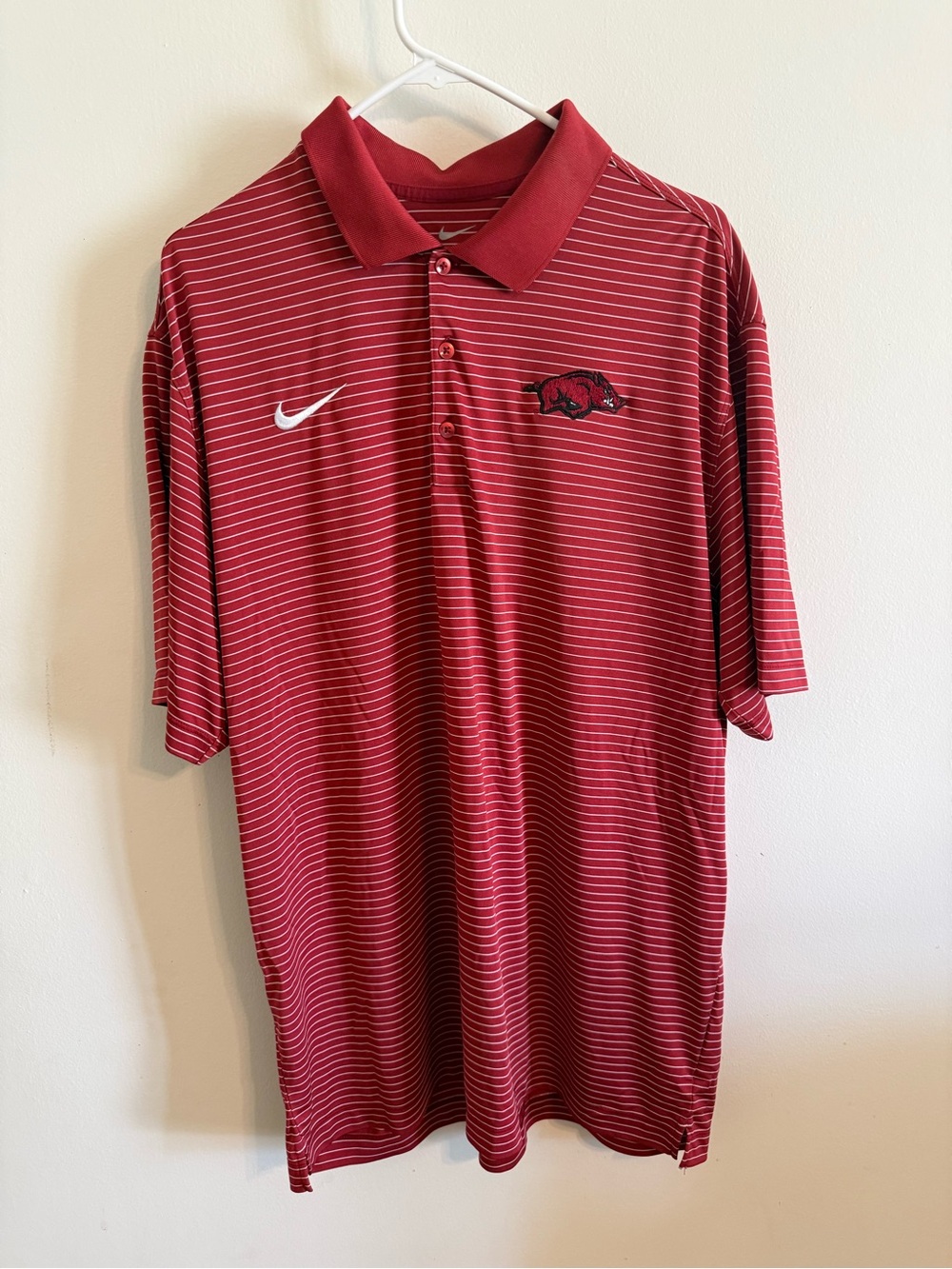 Nike Red Striped Polo Razorbacks
